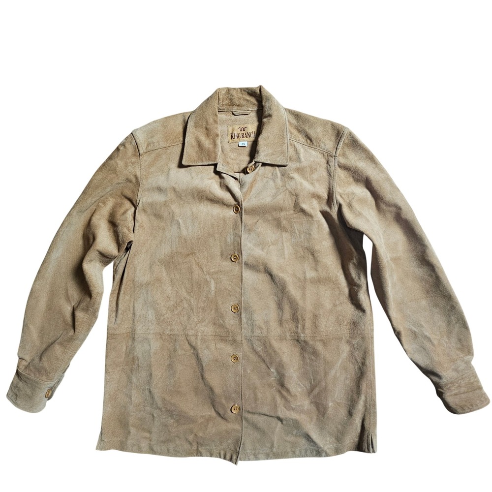 Vintage Suede Shirt Jacket - Tan Lightweight Coat